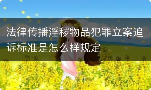 法律传播淫秽物品犯罪立案追诉标准是怎么样规定