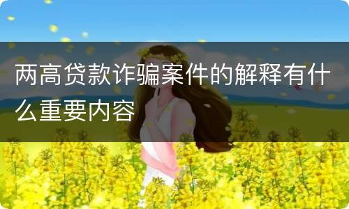 两高贷款诈骗案件的解释有什么重要内容