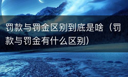 罚款与罚金区别到底是啥（罚款与罚金有什么区别）