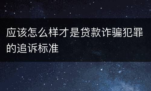 应该怎么样才是贷款诈骗犯罪的追诉标准