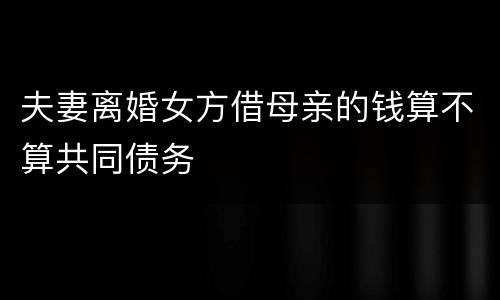 夫妻离婚女方借母亲的钱算不算共同债务