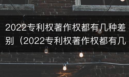 2022专利权著作权都有几种差别（2022专利权著作权都有几种差别）