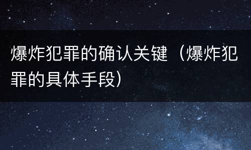 爆炸犯罪的确认关键（爆炸犯罪的具体手段）