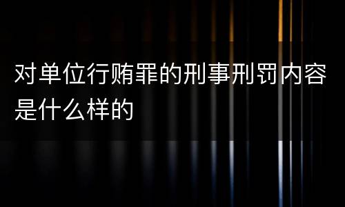 对单位行贿罪的刑事刑罚内容是什么样的
