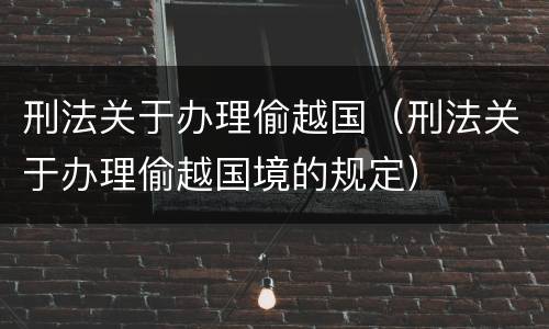 刑法关于办理偷越国（刑法关于办理偷越国境的规定）