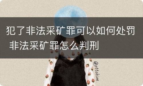 犯了非法采矿罪可以如何处罚 非法采矿罪怎么判刑
