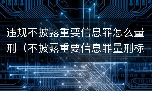 违规不披露重要信息罪怎么量刑（不披露重要信息罪量刑标准）