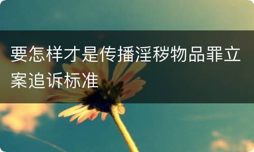 要怎样才是传播淫秽物品罪立案追诉标准