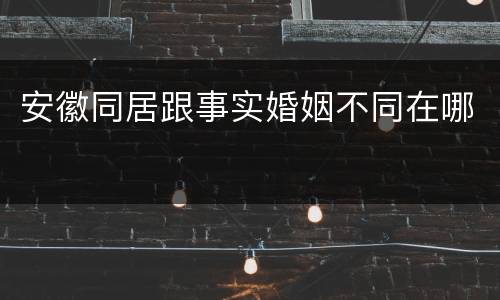 安徽同居跟事实婚姻不同在哪