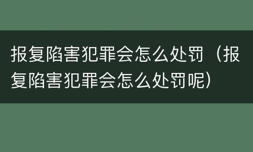 报复陷害犯罪会怎么处罚（报复陷害犯罪会怎么处罚呢）