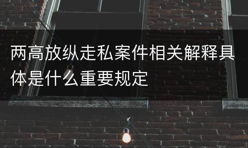两高放纵走私案件相关解释具体是什么重要规定