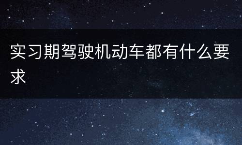 实习期驾驶机动车都有什么要求