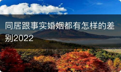 同居跟事实婚姻都有怎样的差别2022