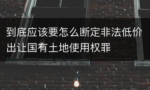 到底应该要怎么断定非法低价出让国有土地使用权罪