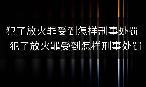 犯了放火罪受到怎样刑事处罚 犯了放火罪受到怎样刑事处罚才能缓刑