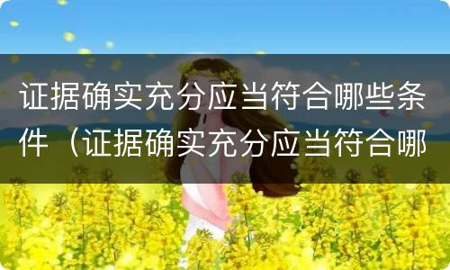 证据确实充分应当符合哪些条件（证据确实充分应当符合哪些条件）