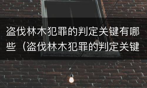 盗伐林木犯罪的判定关键有哪些（盗伐林木犯罪的判定关键有哪些条件）
