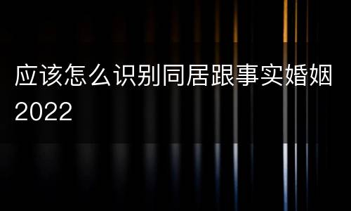 应该怎么识别同居跟事实婚姻2022