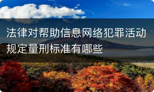 法律对帮助信息网络犯罪活动规定量刑标准有哪些