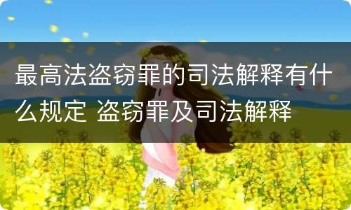 最高法盗窃罪的司法解释有什么规定 盗窃罪及司法解释