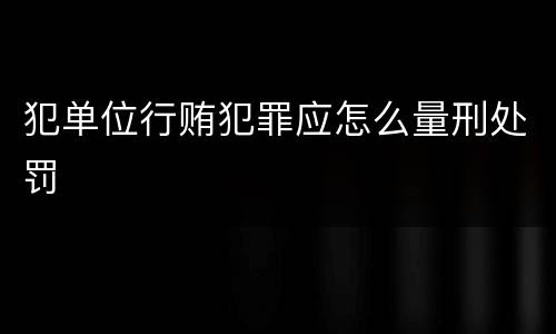 犯单位行贿犯罪应怎么量刑处罚