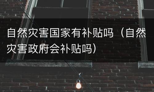 自然灾害国家有补贴吗（自然灾害政府会补贴吗）