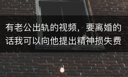有老公出轨的视频，要离婚的话我可以向他提出精神损失费索赔吗