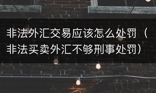 非法外汇交易应该怎么处罚（非法买卖外汇不够刑事处罚）