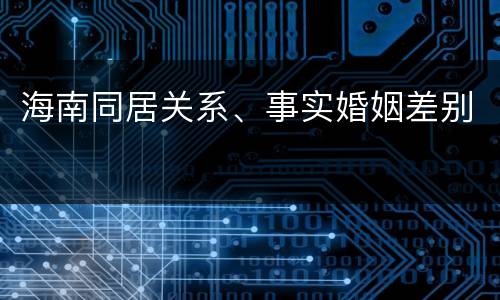 海南同居关系、事实婚姻差别