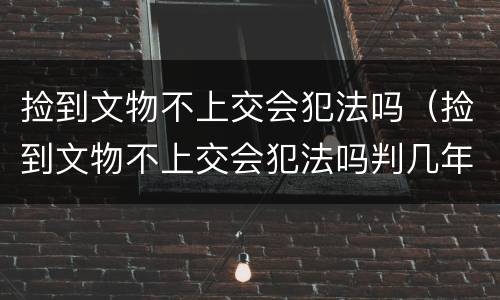 捡到文物不上交会犯法吗（捡到文物不上交会犯法吗判几年）