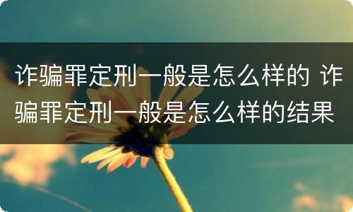 诈骗罪定刑一般是怎么样的 诈骗罪定刑一般是怎么样的结果