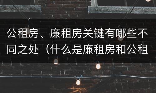 公租房、廉租房关键有哪些不同之处（什么是廉租房和公租房两个有什么特点）