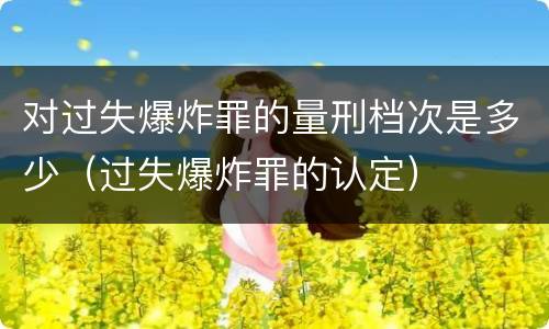 对过失爆炸罪的量刑档次是多少（过失爆炸罪的认定）