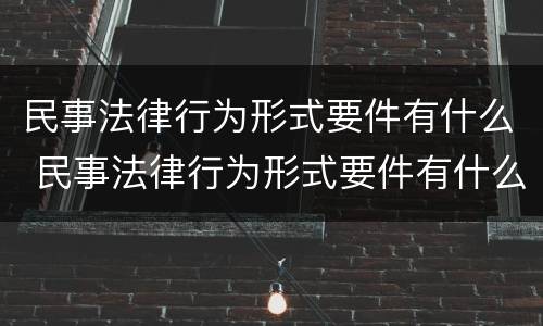 民事法律行为形式要件有什么 民事法律行为形式要件有什么规定