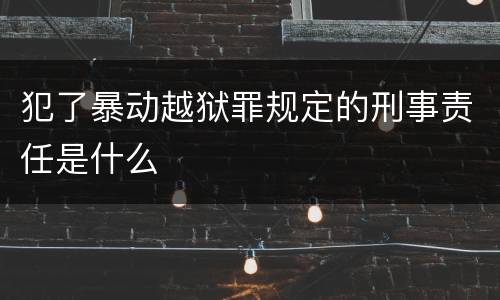 犯了暴动越狱罪规定的刑事责任是什么