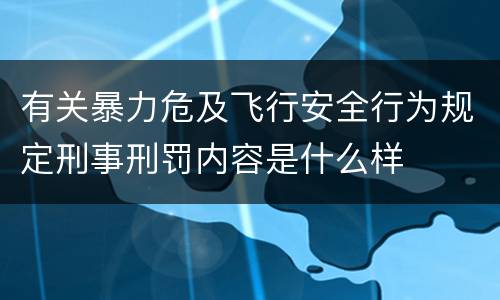 有关暴力危及飞行安全行为规定刑事刑罚内容是什么样