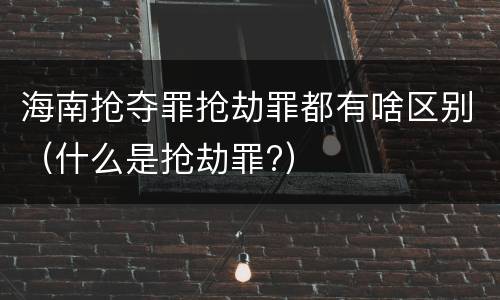 海南抢夺罪抢劫罪都有啥区别（什么是抢劫罪?）