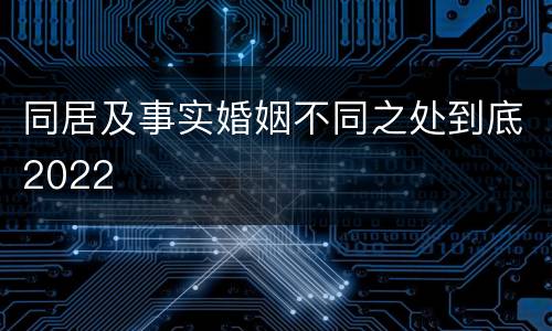 同居及事实婚姻不同之处到底2022