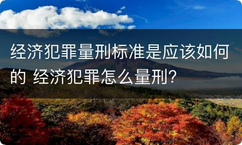 经济犯罪量刑标准是应该如何的 经济犯罪怎么量刑?