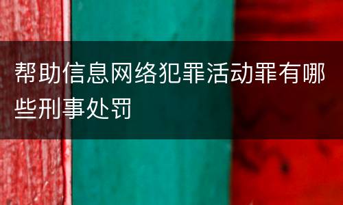 帮助信息网络犯罪活动罪有哪些刑事处罚