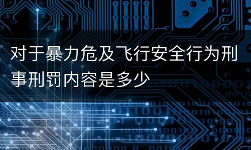 对于暴力危及飞行安全行为刑事刑罚内容是多少