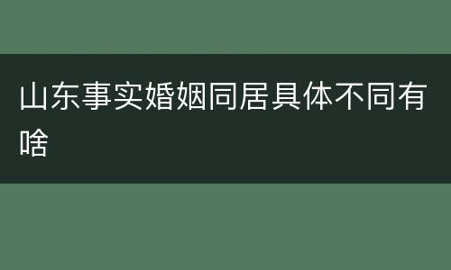 山东事实婚姻同居具体不同有啥