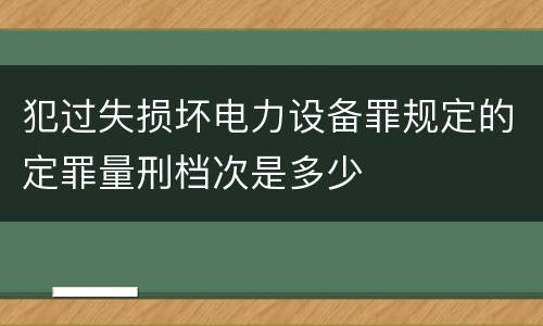 犯过失损坏电力设备罪规定的定罪量刑档次是多少