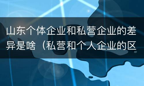 山东个体企业和私营企业的差异是啥（私营和个人企业的区别）