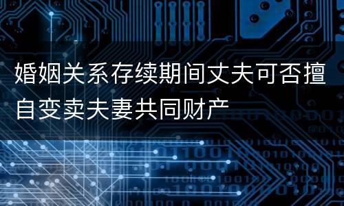 婚姻关系存续期间丈夫可否擅自变卖夫妻共同财产