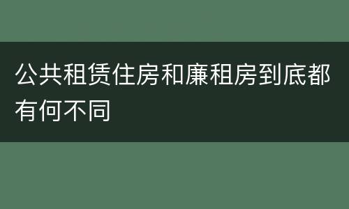 公共租赁住房和廉租房到底都有何不同