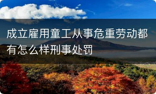 成立雇用童工从事危重劳动都有怎么样刑事处罚