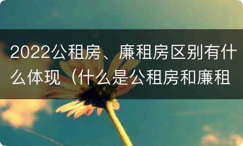 2022公租房、廉租房区别有什么体现（什么是公租房和廉租房）