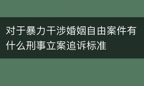 对于暴力干涉婚姻自由案件有什么刑事立案追诉标准