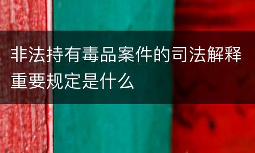 非法持有毒品案件的司法解释重要规定是什么